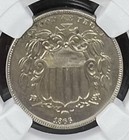 1866 5c Shield Nickel With Rays  Ngc Au Details Whizzed