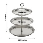 Silver 15  Plastic 3 Tier Metallic Round Cupcake Display Tower Lace Cut Rim