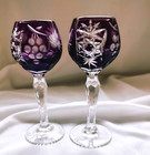 2 Lot  Nachtmann Traube Amethyst Wine Cordial Crystal Glasses Bavaria - Germany