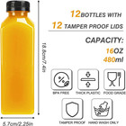 12pcs 16oz Plastic Juice Bottles With Caps  Sticker Labels  Brush   Reusable Cle