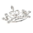 Silver Tone Metal Crystal Rhinestone Crown Brooch P1548-scl