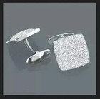 Lab-created Diamond 3ct Round Cut 14k White Gold Plated Wedding Men s Cufflinks