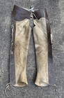 Vintage Leather Cowboy Chaps Laced Leg Toggle Horn Button Two Tone Outlaw