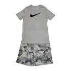 Nike Sb Youth Large Gray Camo Athletic Shorts And Logo Swoosh Tshirt Set