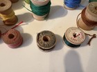 Vintage Lot Of 43 Wooden Spools Including Silk Button Thread