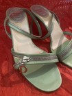 Vintage Used Y2k Christian Dior By Galliano Mint Green Zipper Sandal Heels 37