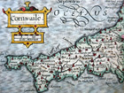 Cornwall Cornwaile  C1627 By Van Den Keere  Miniature Speed Genuine Antique Map