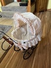 Vtg Baby Stroller Pram Carriage metal Wicker antique fragile  display Only As-is