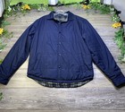 Plaid Jacket Size Medium Mens Blue Puffer Oudoor Button Down Reversible Coat