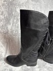 Black Lace Up Boots Knee High Shoes Tall Riding Boots Academia Y2k Steampunk 10