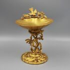 Vintage Matson 24 Kt Gold Plated Seashell Soap Dish - Birds   Dogwood Flowers 