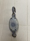 Antique Wood Iron Pulley Industrial Vintage Farm Single Wheel Anvil
