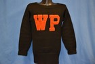 Vintage 50s Wp Letterman Boat Neck Pullover Black Orange Wool Sweater Medium M
