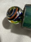 Vintage Kaleidoscope Stained Glass Swirl Marble Blue Green Slag  Wood Base
