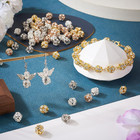 Rhinestone Beads 10mm  80pcs Round Crystal Bracelet Spacer Beads Golden Rose Gol