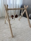 Baby Play Gym Wooden Baby Gym With 6 Infant Activity Toys Foldable