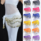 Belly Dance Hip Skirt Scarf Wrap Belt Gold silver Coin Dancing Costume 12 Colors