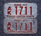 1947 Arizona License Plate Plates Pair   Set