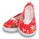 Red Floral Canvas Slip-on Shoes 18  Doll Clothes That Fits American Girl Dolls