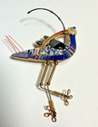 Cynthia Chuang Jewelry 10 Gold Tone Hand Painted Porcelain Longbilled Bird