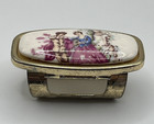 Vintage Lipstick Holder Flip Up Mirror Porcelain Victorian Theme Romantic