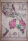 Rare Antique 1869 Map Of East Indies  Australia  New Zealand By A  J  Johnson