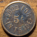 1908 Denver  Colorado Co Fred C  Thompson 778 Santa Fe Ave   saloon  Trade Token