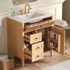 30  Natural Wood Grain Bathroom Vanity With Ceramic Sink   Soft-close