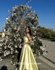 Yellow A-line Simple Evening Dresses Silk Satin Long Elegant Prom Dresses Party