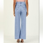 Straight Jeans Casual Loose High Waist Solid Wide Leg Ankle Denim Pants Sz 10