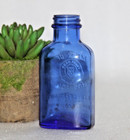 Vintage Milk Of Magnesia Blue Glass Bottle Hand Crafted Old Original  Usa