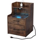 Modern Nightstand Bedside End Table With 2 Drawers Storage Bedroom Furniture Set
