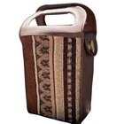 Vintage Thermos Picnic Set Brown Aztec Stripe Soft Case Lunch Box Flask 1970s