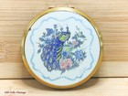 Stratton Peacock Bird Blue White-vintage Make Up powder Mirror Compact-1ye