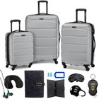Samsonite Omni Hardside Nested Luggage Spinner Set  Silver W  10pc Accessory Kit