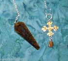 Pendulum Tiger Eye Cross Handle New Gold Organza Bag Divination Skrying
