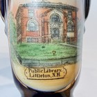 Littleton Nh New Hampshire Antique Souvenir Public Library Cobalt Trinket Vase