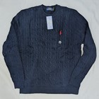 Polo Ralph Lauren Men   s Cable-knit Cotton Crewneck Sweater Hunter Navy L Nwt
