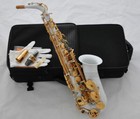 High Quality White Alto Saxophone Engraving Sax Abalone Shell Key High F 