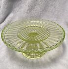 Eapg Central Glass Co  Vaseline Canary   795 Cake Stand Ribbed Rope