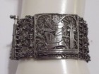 Vtg Victorian 900  Silver Etruscan Egyptian Cannetille Filigree Panel Bracelet
