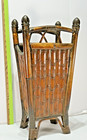 Vintage Bamboo And Rattan Umbrella Or Stick Stand Holder 21 75 In Light Wear