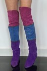 Vtg 80s 8 5 Color Block Suede Purple Pink Blue Otk Slouch Boots 3 In One Ankle