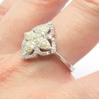 925 Sterling Silver Real Yellow   White Diamond Ring Size 9