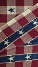 Primitive Antique Vintage Americana Blue Red Tan Star Plaid Rag Quilt Fabric