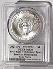 2021  p  Emergency Silver Eagle Pcgs Ms70 Fs Legends Of Life Mike Piazza Signed