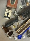 Vintage Antique Junk Drawer Lot Shaving Bottles Silver