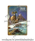 Metal Wall  1977  Wyoming Hunting Fishing  Bighorn Sheep Metal Tin Sign