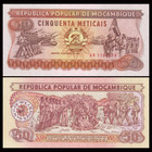 Lot 100 Pcs mozambique 50 Meticar Banknotes   1980 Years  unc  Free Shipping