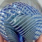 Vintage 80s Robert Eickholt Signed Art Glass Postmodern Paperweight Blue Swirl